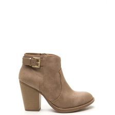 Incaltaminte Femei CheapChic My Western Chunky Faux Nubuck Booties Taupe