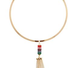 14th & Union Baguette Fringe Collar Necklace RED MULTI-GOLD