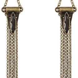 Free Press Navette Trapeze Fringe Linear Earrings BLACK DMND-BRASS