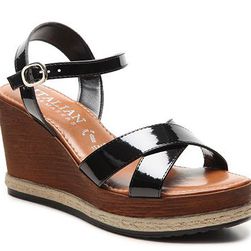 Incaltaminte Femei Italian Shoemakers Strappy Wedge Sandal Black Patent