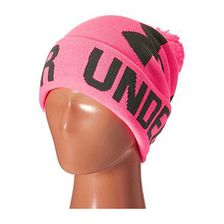 Accesorii Femei Under Armour UA Graphic Pom Pom Beanie Pink PunkPhantom Gray