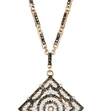 Natasha Accessories Vintage Synthetic Pearl & Crystal Pendant Necklace ANTIQUE GOLD-PEARL