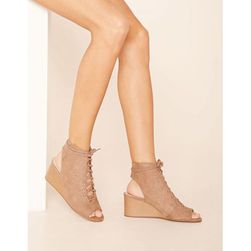 Incaltaminte Femei Forever21 Faux Suede Lace-Up Wedges Taupe