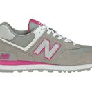 Incaltaminte Femei New Balance Womens Yacht Club 574 Classic Running Shoes Light Grey with Hot Pink White