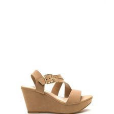 Incaltaminte Femei CheapChic Wrap Request Faux Nubuck Wedges Natural