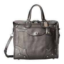 COACH Metallic Leather Elevated Rhyder 33 Satchel AK/Gunmetal