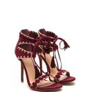 Incaltaminte Femei CheapChic Embroider Away Tasseled Lace-up Heels Burgundy