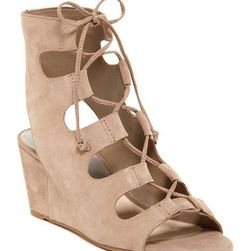 Incaltaminte Femei Dolce Vita Louise Lace-Up Wedge Sandal Almond Suede