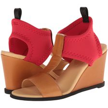 MM6 Maison Margiela T-Strap Leather Wedges Camel/Red/Black