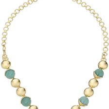 Cole Haan Metal & Stone Frontal Necklace Gold/Amazonite/Green