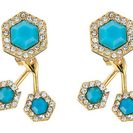 Bijuterii Femei Rebecca Minkoff Pave Gem Fan Back Earrings 12K with Turquoise and Crystal