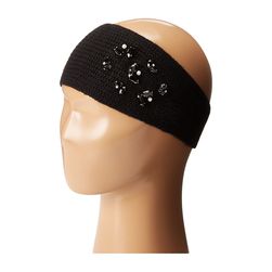 Ralph Lauren Jewel Encrested Waffle Stitch Headband Black/Jet & Smoke