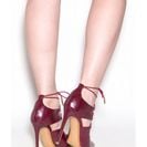 Incaltaminte Femei CheapChic On Your Merry Way Pointy Lace-up Heels Burgundy