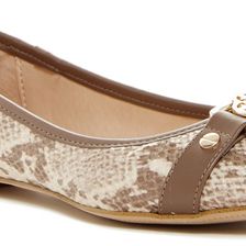 Isola Bricen Logo Snake-Embossed Ballet Flat SAND