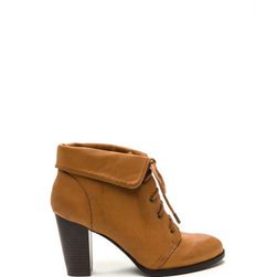 Incaltaminte Femei CheapChic Fold Move Faux Leather Lace-up Booties Tan