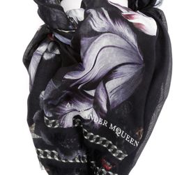 Alexander McQueen Midnight Bloom Scarf BLACK/LIGHT GREY