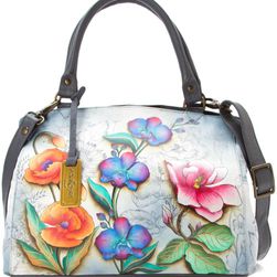 Anuschka Handbags Triple Compartment Large Satchel Floral Fantasy