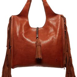Frye Farrah Fringe Leather Shoulder Bag COGNAC