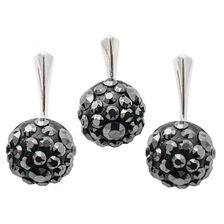 Set Argint 925 cu Swarovski Elements, Chaton Ball Jet Hematite