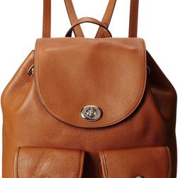 COACH Refined Pebble Leather Turnlock Tie Rucksack SV/Saddle