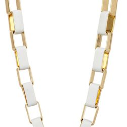 Diane von Furstenberg Gabby Leather Wrapped Link Necklace WHITE