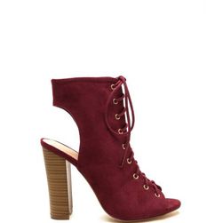 Incaltaminte Femei CheapChic Chic Outlook Lace-up Chunky Heels Wine