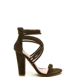 Incaltaminte Femei CheapChic Strappy Camper Faux Suede Chunky Heels Olive