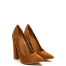 Incaltaminte Femei CheapChic Point \'n Chic Chunky Faux Suede Pumps Mocha
