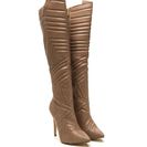 Incaltaminte Femei CheapChic Quilted Wonder Faux Leather Boots Taupe