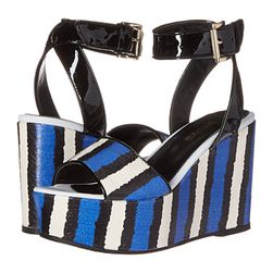 Incaltaminte Femei Just Cavalli Striped Printed Leather and Patent Leather China Blue