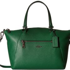 COACH Pebbled Prairie Satchel DK/Grass