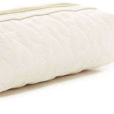 Betsey Johnson Quilted Heart Faux Leather Pencil Case CREAM