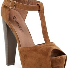OPPO Brina Peep Toe T-Strap Platform Pump TAN