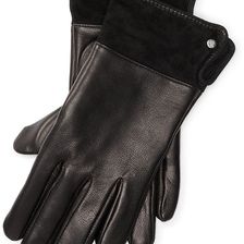 Ralph Lauren Suede-Cuff Leather Gloves Black