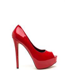 Incaltaminte Femei CheapChic High Voltage Peep-toe Platform Pumps Red