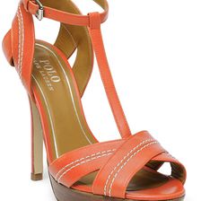 Ralph Lauren Filipa Calfskin Sandal Orange