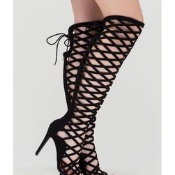 Incaltaminte Femei CheapChic Playing With Fire Caged Gladiator Heels Black