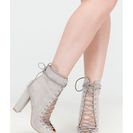 Incaltaminte Femei CheapChic Laces On Laces Faux Suede Booties Ltgrey
