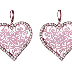 Betsey Johnson Filligree Heart Earrings Pink