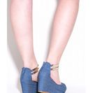Incaltaminte Femei CheapChic Moons Over My Denim Peep-toe Wedges Blue