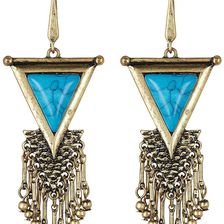 Steve Madden Turquoise Dangling Triangle Earrings GOLD AND TURQOISE