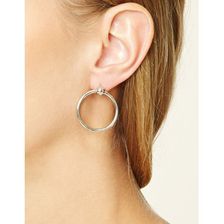 Bijuterii Femei Forever21 Drop Hoop Earrings Silver