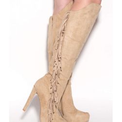 Incaltaminte Femei CheapChic Long Live Fringe Over-the-knee Boots Taupe