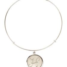 Bijuterii Femei Alex and Ani Sterling Silver Initial H Charm Wire Bangle RUSSIAN SILVER