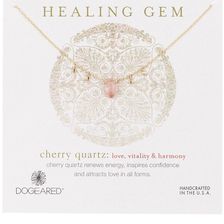 Dogeared 14K Gold Plated Sterling Silver Healing Gem Cherry Quartz Necklace GOLD