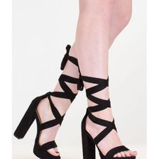 Incaltaminte Femei CheapChic Party Platform Faux Suede Tie-up Heels Black