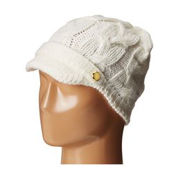 Michael Kors Cable Knit Peak Hat with Knit Brim Cream