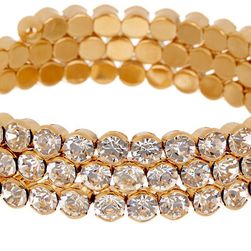 Natasha Accessories Large Crystal Coil Bracelet GOLD