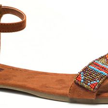MUK LUKS Phoebe Beaded Sandals Camel