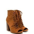 Incaltaminte Femei CheapChic Change Of Pace Lace-up Peep-toe Booties Whisky